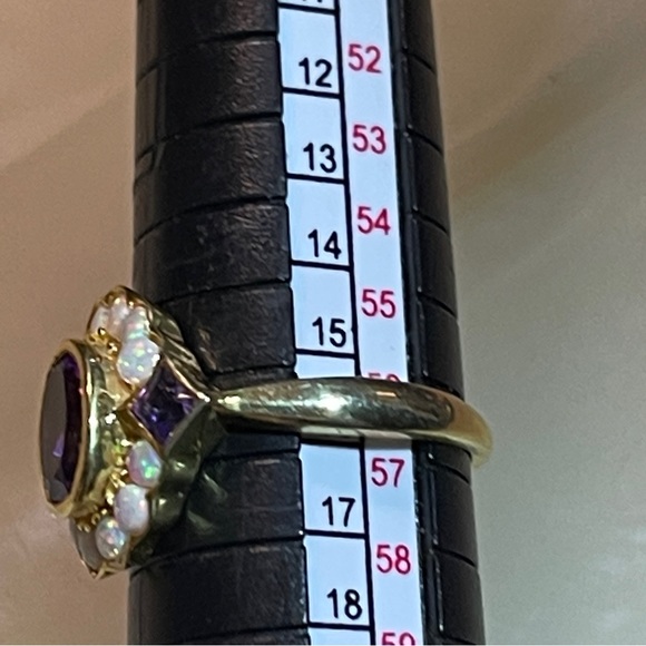 🎁A STUNNER of a Ring! Amethyst & Opal 925 Silver/GP! - Picture 8 of 16